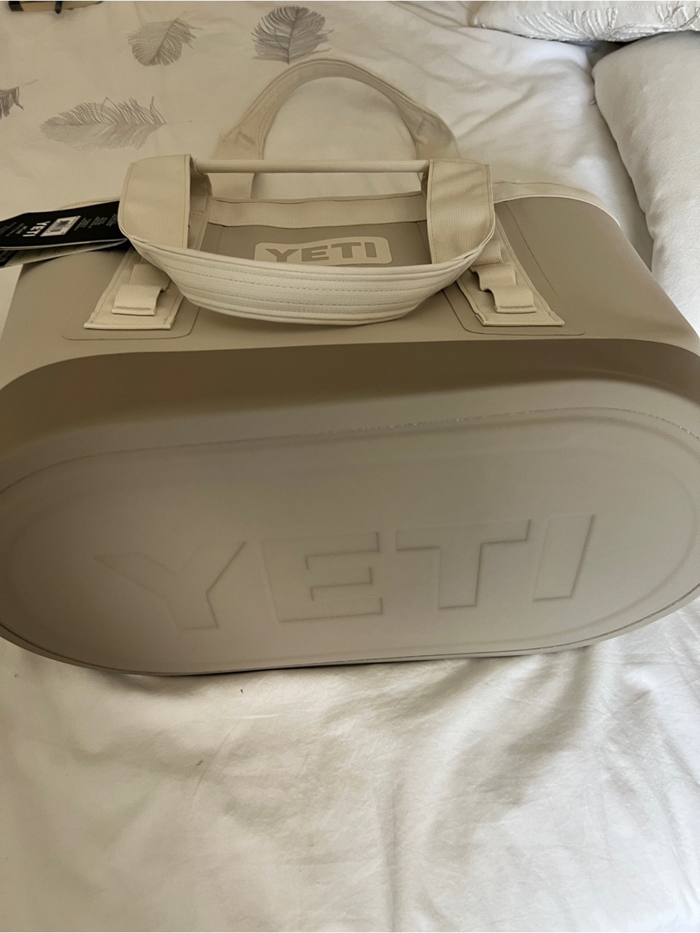 Yeti Camino 35 Carryall Bag in White & Light Gray with Tan Base - Picture 7 of 7